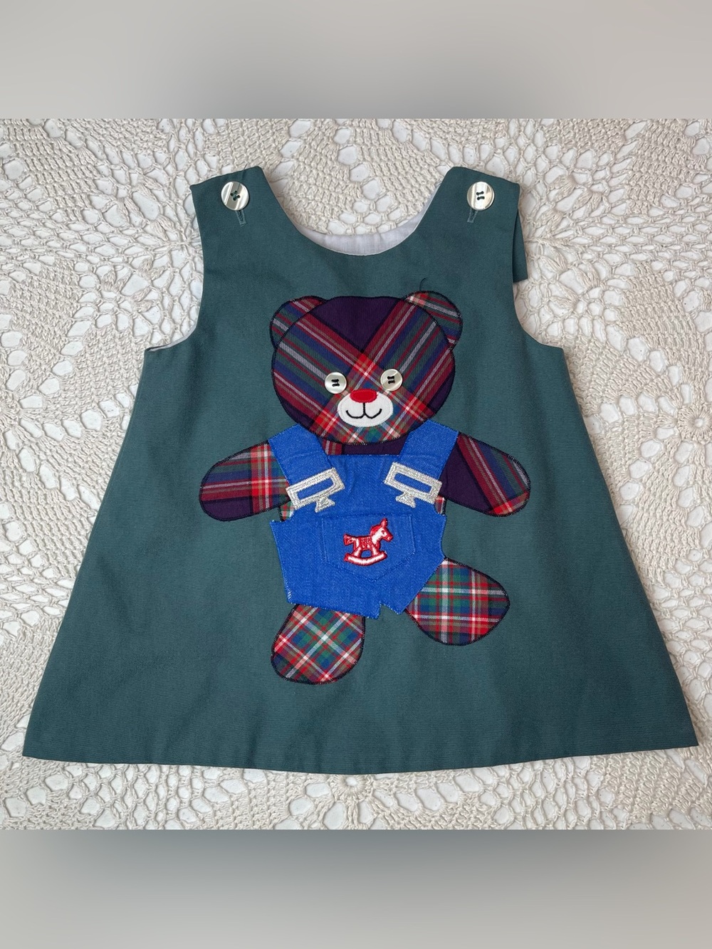 Vintage Chocolate Soup Girls 2t Green Teddy Bear Tunic Top